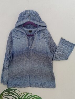 Torrid Blue Ombre Hooded Knit Pullover Sweater